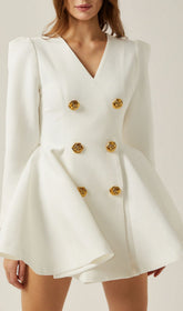 Ilene White Double-Breasted Blazer Mini Dress