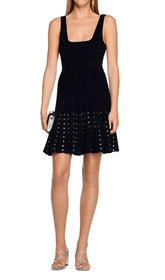Aureline Crystal-Embellished Black Mini Dress