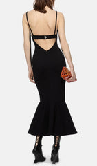 Elegant Black Strappy Sweetheart Mermaid Maxi Dress