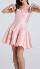 Denae Chic Pink Strapless Rosette Mini Dress