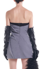 Calissa Sculptural Rose Strapless Mini Dress