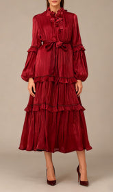 Ilissa Elegant Ruffle Midi Dress for Women