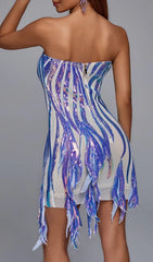 Dazzling Iridescent Sequin Fringe Mini Dress
