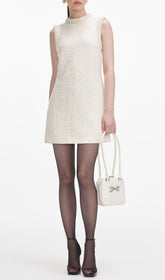 Chic Pearl Trim Boucl Mini Dress