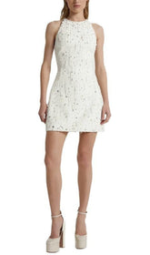 Dameka White Embellished Halter Mini Dress