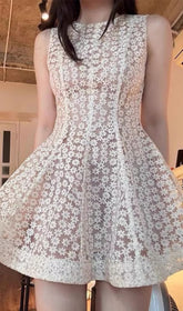 Ferdi Delicate Floral Lace Sleeveless Mini Dress