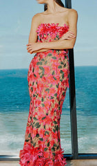 Derya Strapless Floral Maxi Dress