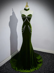 Green Velvet Sweetheart Mermaid Party Dress