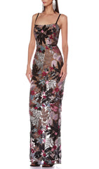 Bryson Dazzling Floral Sequin & Embroidery Maxi Dress