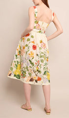 Dairin Vibrant Floral & Botanical Belted Midi Dress