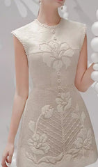 Brenda Ivory 3D Floral Embroidered Mini Dress