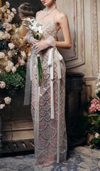 Jenna Scallop Sequin Backless Maxi Dress