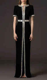 Euterpe Dazzling Black Crystal Maxi Dress