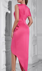 Esmeree Glamorous Hot Pink One-Shoulder Ruched Maxi Dress with Slit