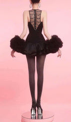 Issa Black Sparkle Mesh Halter Mini Dress