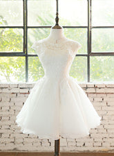 Simple White Cute Lace Short Graduation Dress