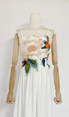 Emanuele White Floral Embroidered Maxi Dress