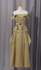 Gazelle Strapless Belted Trench Midi Dress