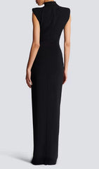 Jendayi Black Zipper Slit Maxi Dress