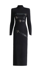 Isai Black Statement Buckle Maxi Dress