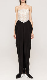 Jordy Strapless Beaded Lace Maxi Dress