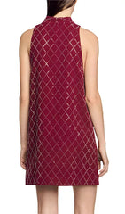 Bijoux Sparkle Ruby Red Rhinestone High Neck Sleeveless Shift Dress