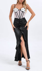 Azuka Elegant Satin Corset Maxi Dress