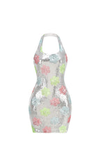 Dosia Halter Floral Sequin Mini Dress