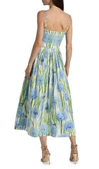 Kaari Whimsical Allium Bloom Midi Dress with 3D Appliques & Pockets