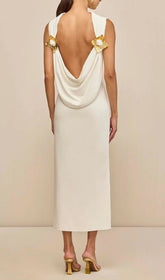 Ida White Backless Midi Dress
