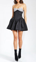 Alberta Sparkle & Satin Strapless Mini Dress