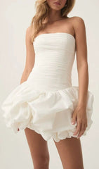 Ellen Strapless Ruched Bubble Mini Dress