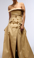 Gazelle Strapless Belted Trench Midi Dress