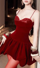 Jelissa Strappy Velvet & Sequin Bust Mini Dress