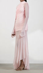 Guthrie Blush Pink Sheer Mesh Maxi Dress
