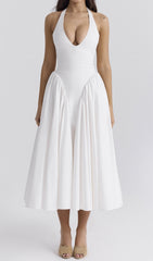 Dierdra White Halter Midi Dress