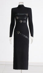 Isai Black Statement Buckle Maxi Dress