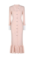Elin Sage Green Ribbed Knit Maxi Dress