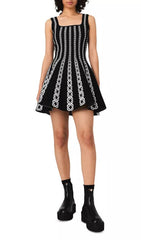 Russel Jacquard Sleeveless Fit & Flare Mini Dress