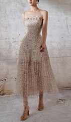 Adolfina Enchanting Floral Pleated Midi Dress
