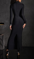 Bedros Dazzling Crystal High Neck Bandage Maxi Gown