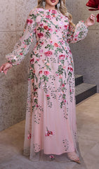 Helia Enchanting Floral Embroidered Plus Size Maxi Dress