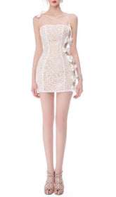Hartmut White Lace Bow Mini Dress