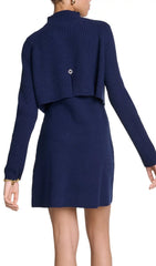 Roquette Chic Navy Layered Knit Mini Dress