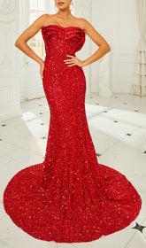 Briella Dazzling Red Sequin Heart Shape Mermaid Gown
