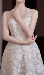 Elegant White Floral Lace Midi Dress with Illusion Neckline