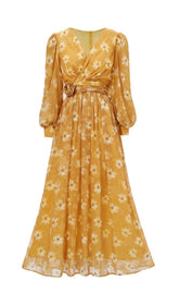 Feodora Romantic Yellow Floral Maxi Dress