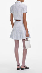 Sparkling Blue Boucl Mini Dress with Diamant Details