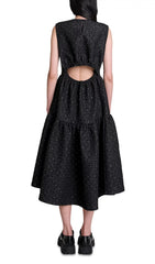 Rilvia Black Sparkle Tiered Midi Dress