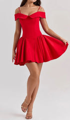 Corby Red Off-Shoulder Mini Dress
